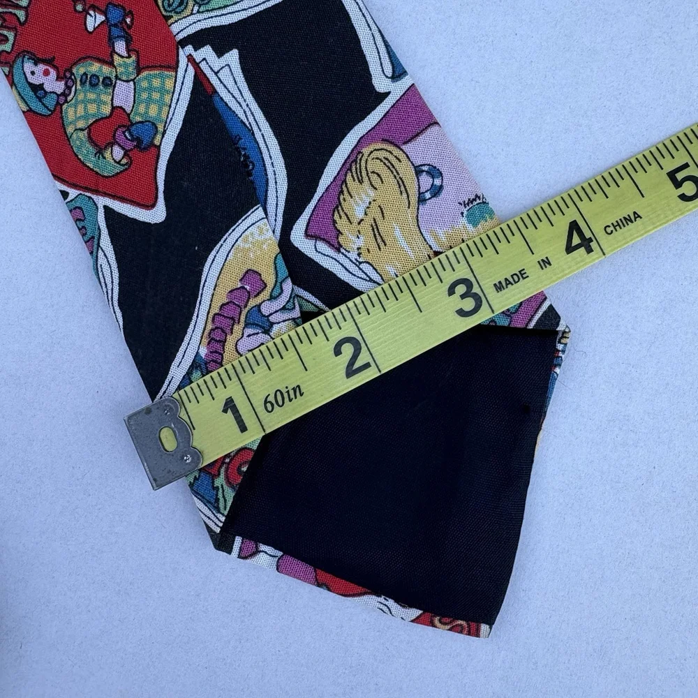 Handmade Novelty Tie Magazine Covers Cartoon Graphics Black Colorful